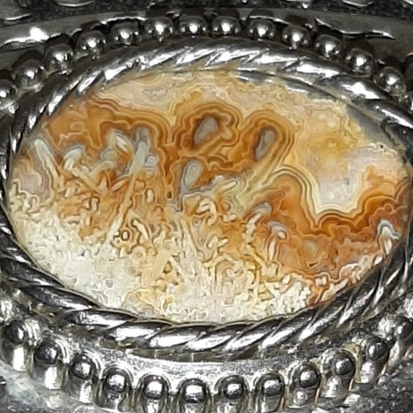 Silver Belt Buckle With Oval Stone Center main image 5